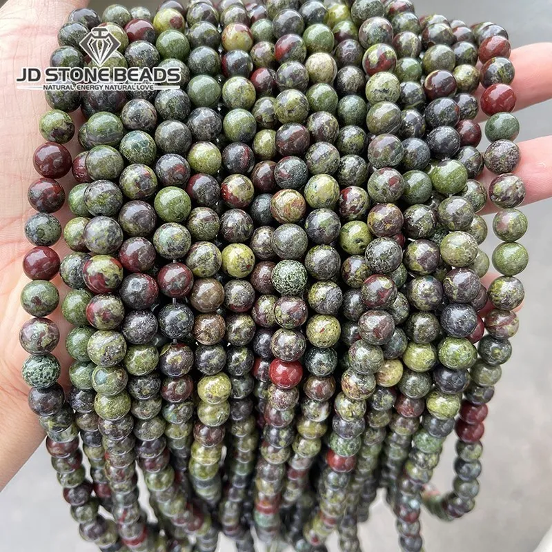 Natural Stone Beads Dragon Blood Stones Round Loose Beads 4 6 8 10 12mm Pick Size For Jewelry Making DIY Bracelet Accessories