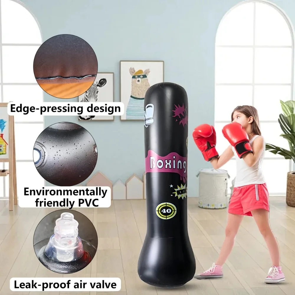 Saco de boxeo inflable de PVC, diseño de vaso grueso, bolsa de boxeo con espalda de rebote, juguete para aliviar el estrés para niños, juegos interactivos familiares