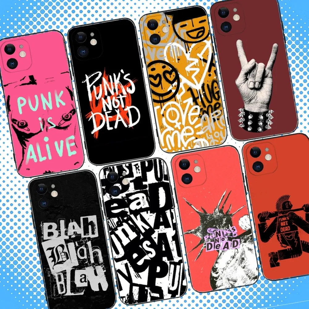 

Punk Rock Phone Case For iPhone 16,15,14,13,12,11,Pro,Max,Plus,X,XS,XR,SE,8,7,Mini,Soft Silicone Black Case