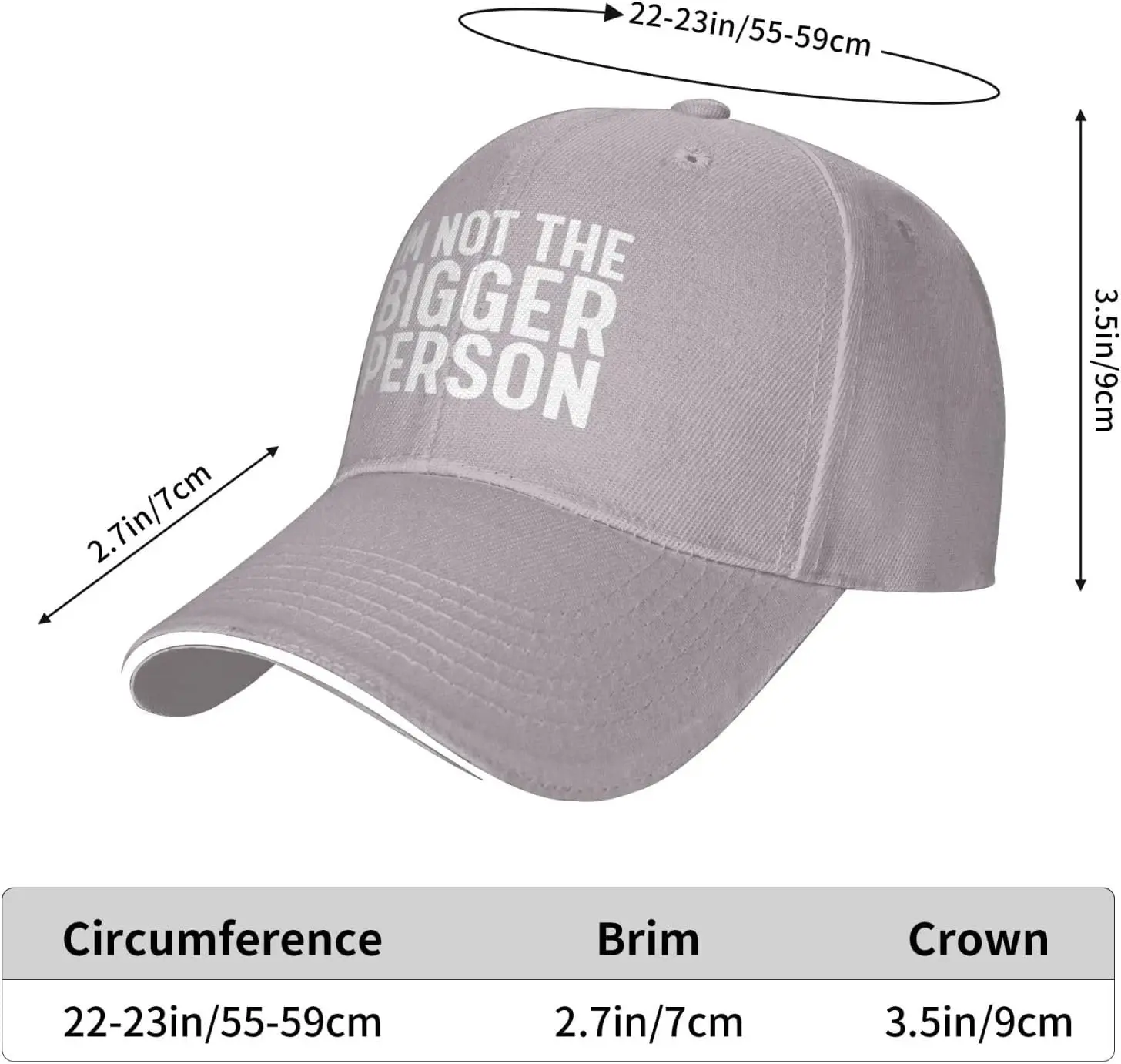 Im Not The Bigger Person Baseball Cap Funny Sarcastic Quote Casual Polyester Hat Unisex