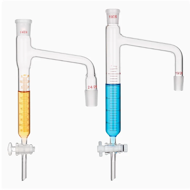 Glass water separator with scale line Oil and water separator Tetrafluoro joint piston laboratory moisture measuring device