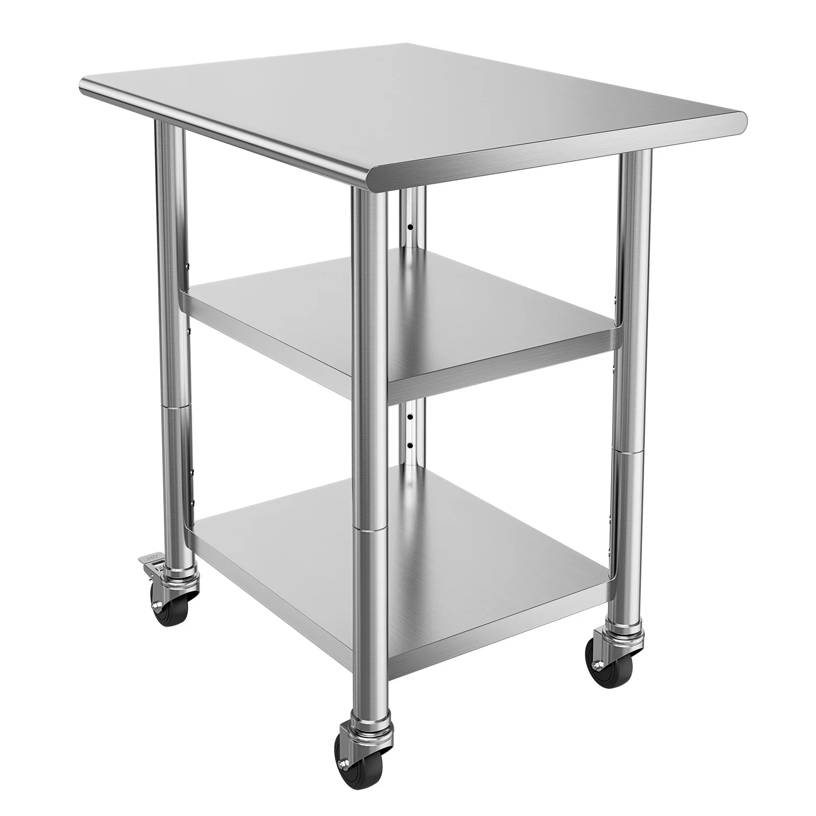 SucceBuy Stainless Steel Work Table with Wheels Commercial Kitchen Workstation Metal Utility Worktable for Restaurant Home Hotel