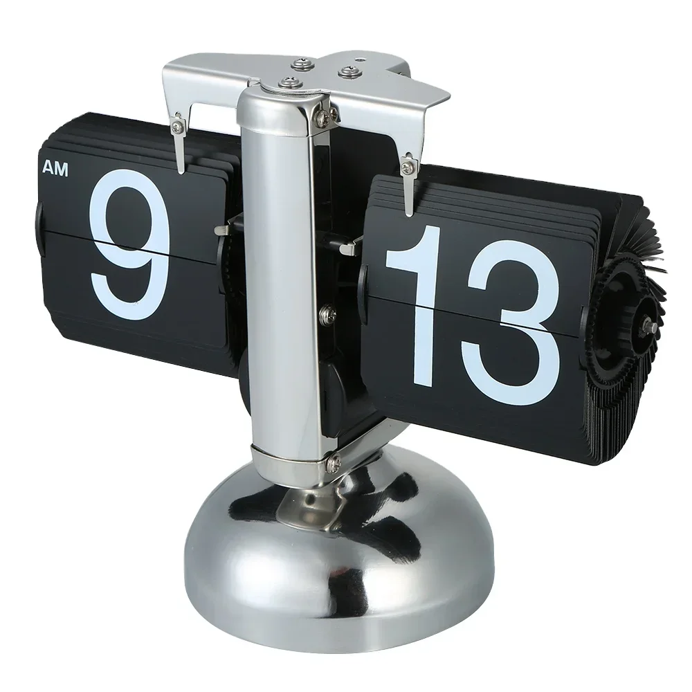 New Small Scale Game Sports Timer Table Clock Retro Flip Over Clock Stainless Steel Flip Gear Operated Clock Watch