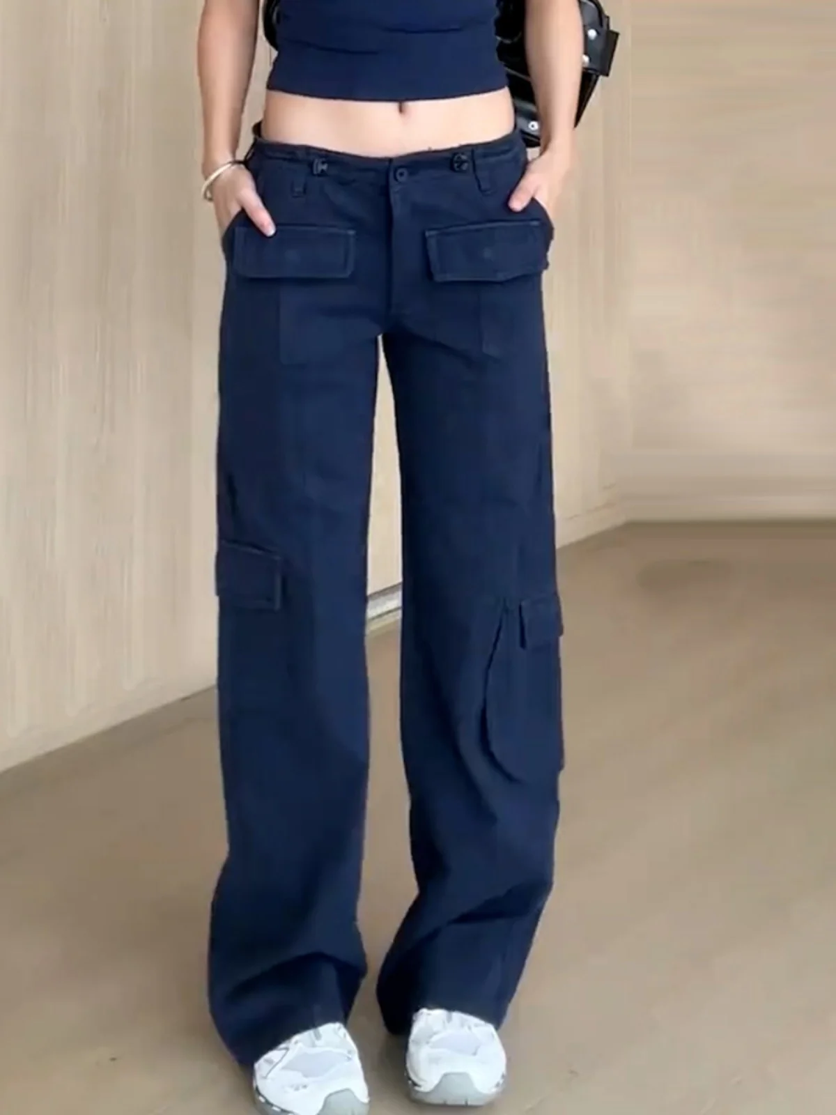 

American Sle Retro Straight Leg Casual Work Pants Women's Multi-ket Leisure Trousers Autumn New Arrival Long Pants
