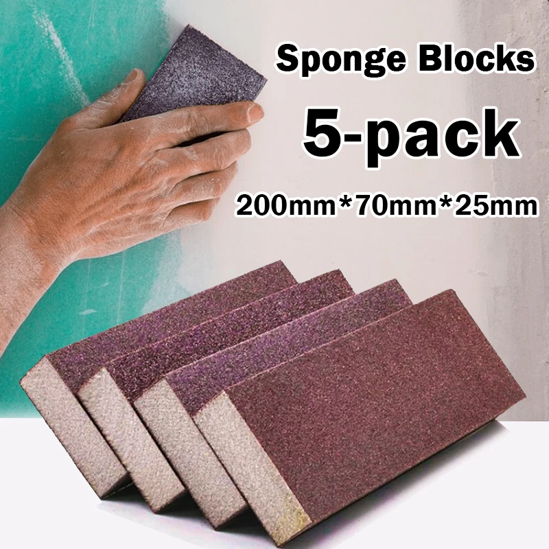 5PCS Drywall Sanding Sponge Abrasive Blocks Dry Wall Grinding Sponge Sand Block Pad Cleaning Kitchen Polishing Sandpaper Wood