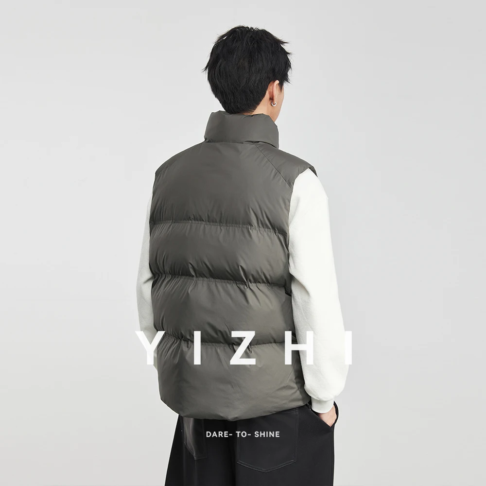 موضة الرجال الوقوف طوق صدرية بلا أكمام بلون كل مباراة القطن سترة 2025 شتاء جديد سماكة سترة دافئة