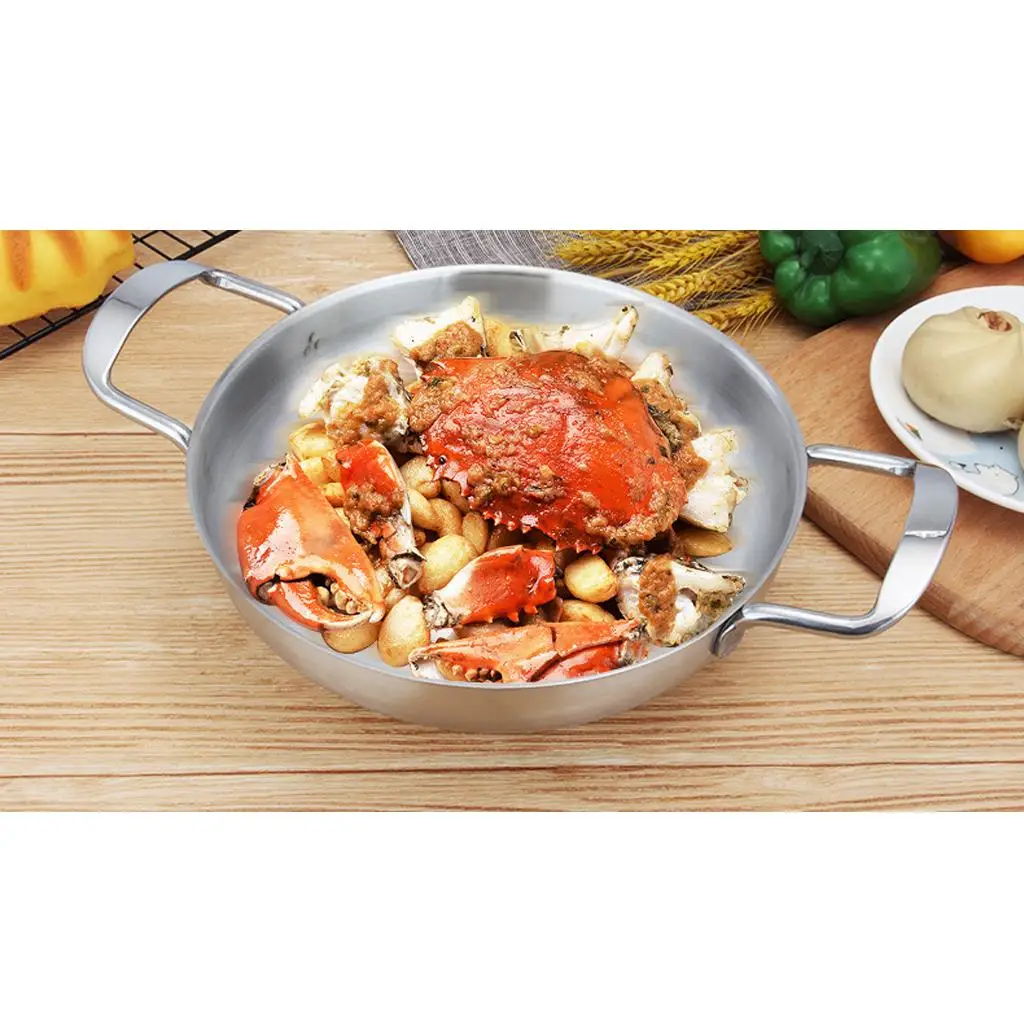 

Stainless Steel Paella Pan Seafood Cooking Pot Hot Pot Small Stockpot 3 Sizes to Choose