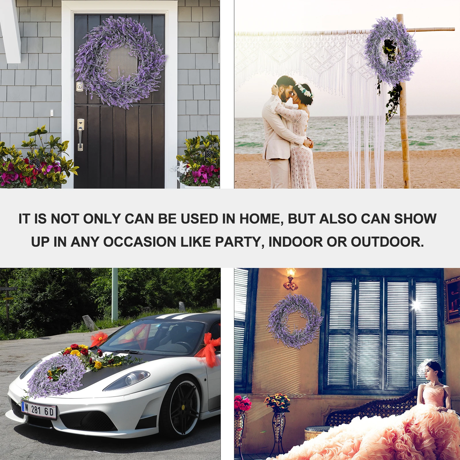 

1Pcs Artificial Lavender Wreath Hanging Wall Door Decor Wedding Birthday Christmas Party Decorative Wreath Ornament