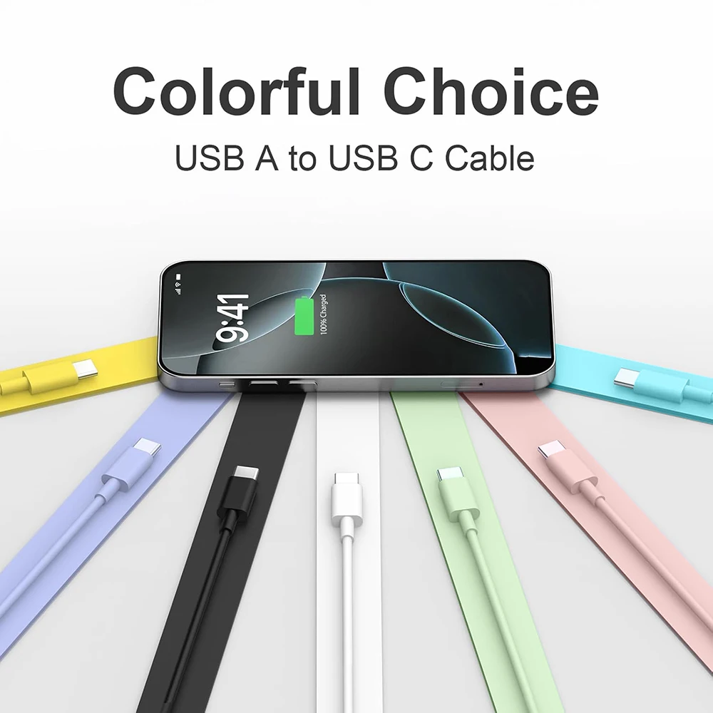 USB A إلى نوع C كابل متعدد الألوان كابل بيانات شحن سريع لهواوي سامسونج Xiaomi أندرويد Typec خط بيانات الهاتف المحمول 1M2M3M #1