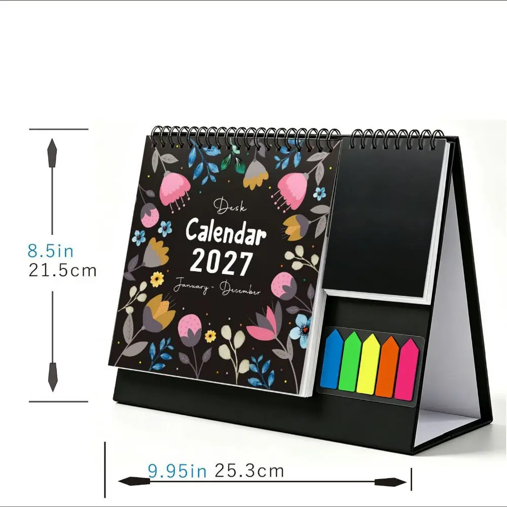 New Jan. 2027 - Dec. 2027 2027 Desk Calendar Daily Study Foldable Double-coil Calendar Planning Elegant English Calendar Office