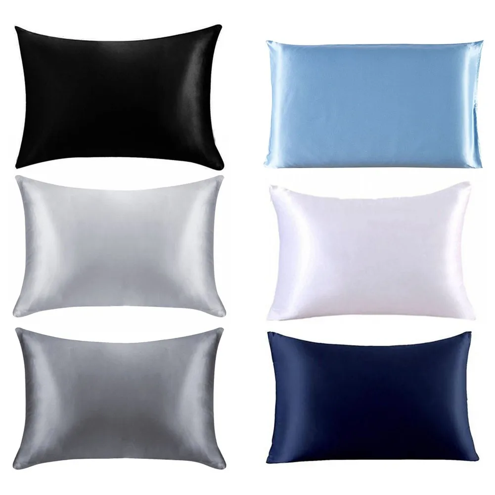 1 Pcs Artificial Silk Pillowcase Beide Seiten Kissenbezug Queen Size For Zip Home Textile Decoration Accessories images - 6