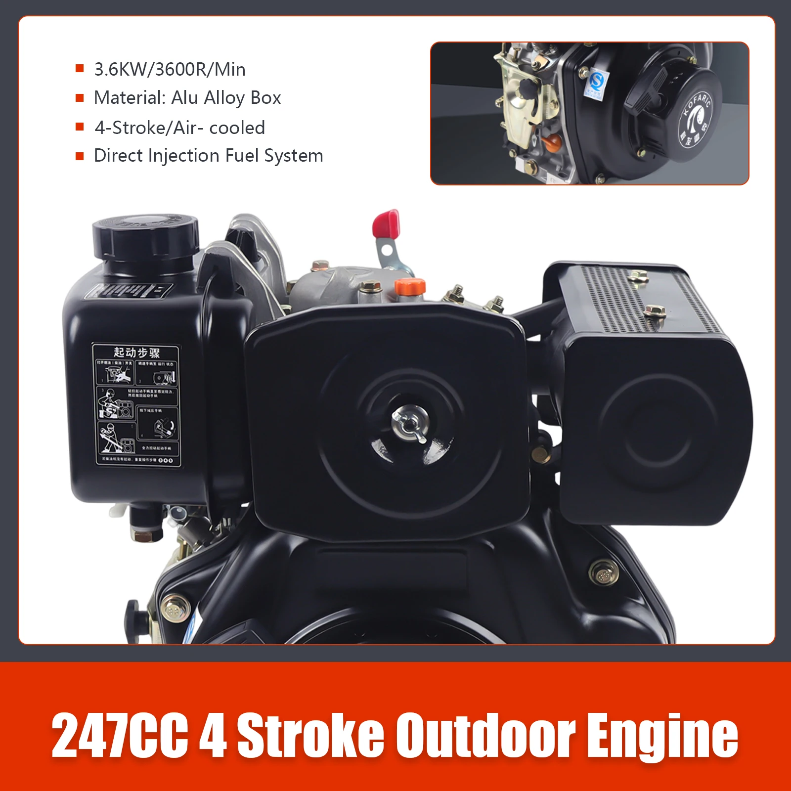 4 Stroke 15HP 420CC Gas Engine, Gas Engine Motor, 9.7Kw 3600Rpm OHV Gasoline for Home Back Up&RV Ready