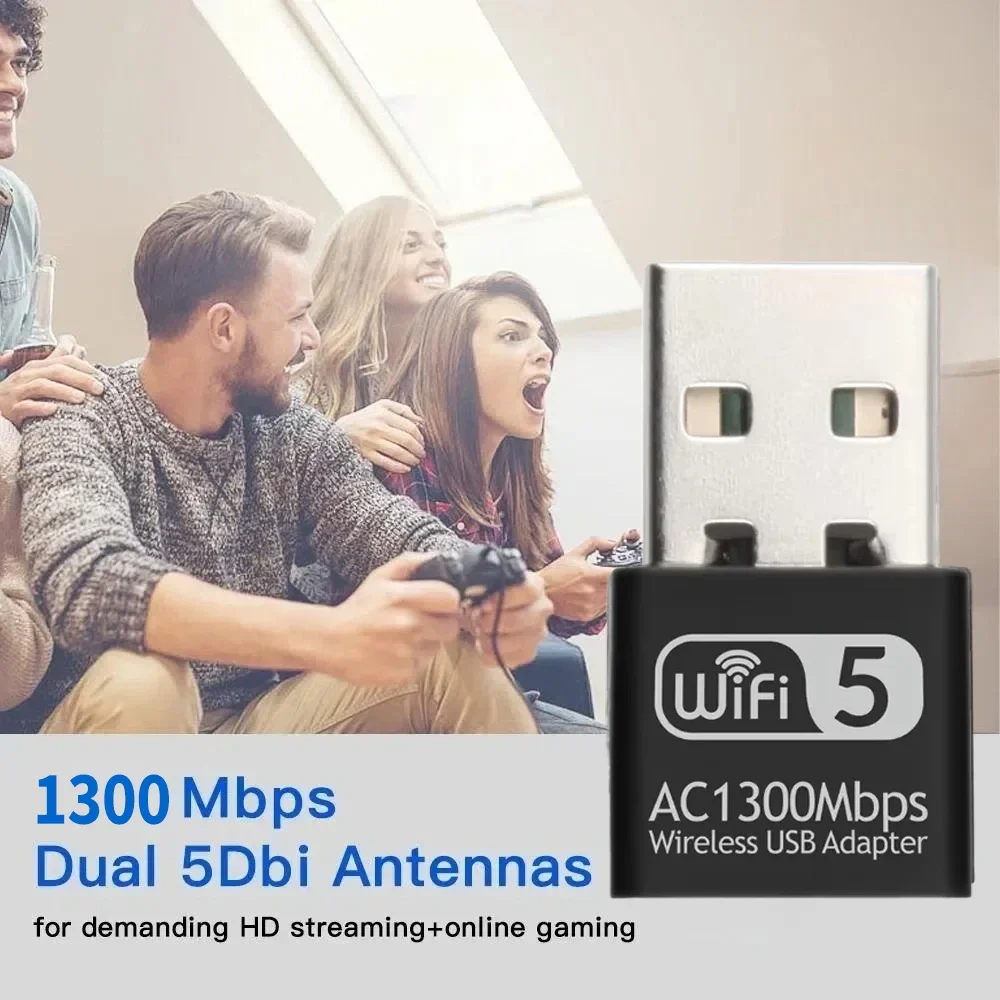 1300 Мбит/с Mini USB Wi-Fi адаптер двухдиапазонная сетевая карта 5G 2,4 ГГц беспроводной USB-адаптер 802.11AC для ПК, настольного ноутбука, приемника