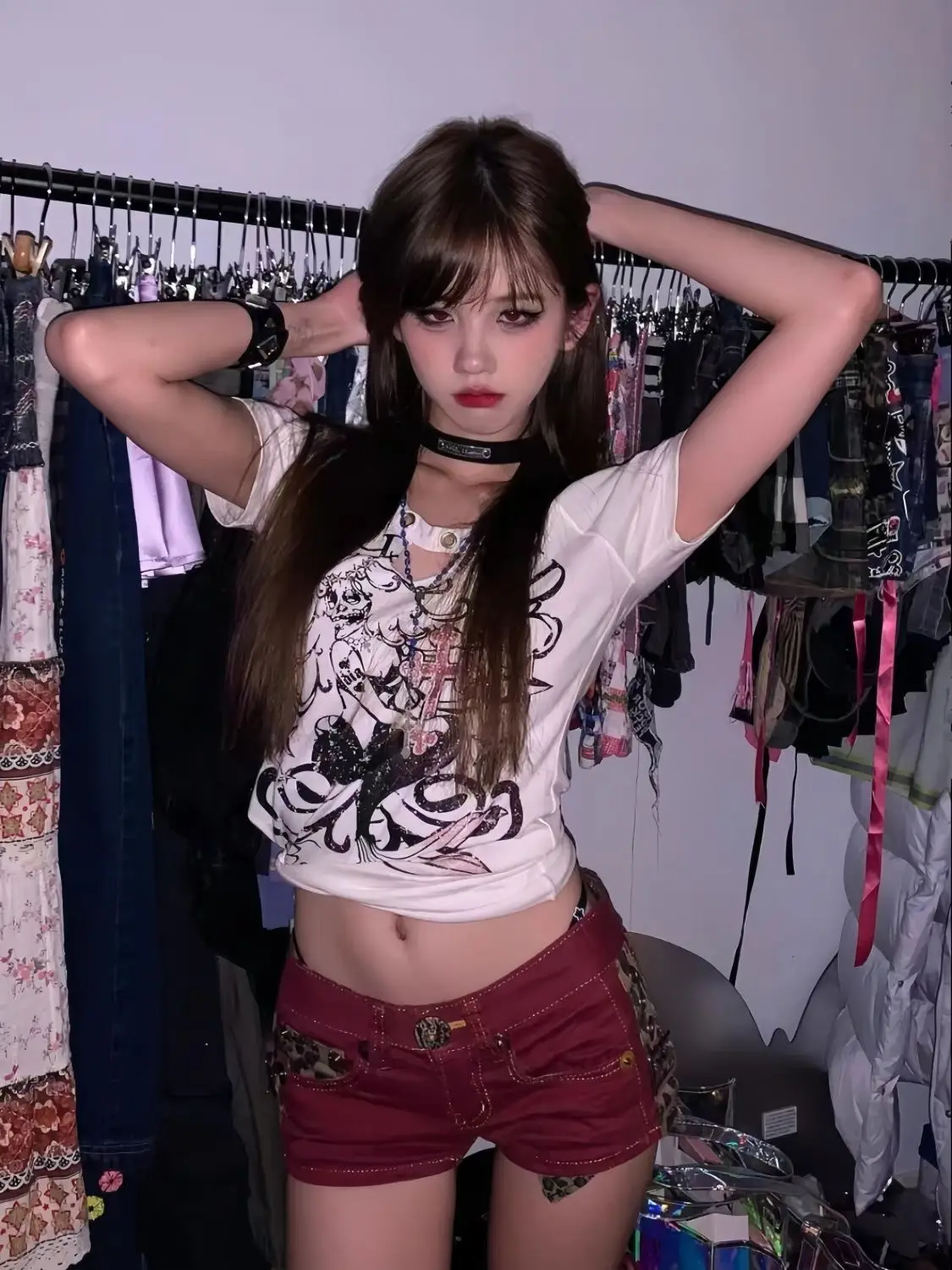 sexy leopard print red denim shorts women's summer retro low-rise hot pants ropa mujer y2k shorts jeans