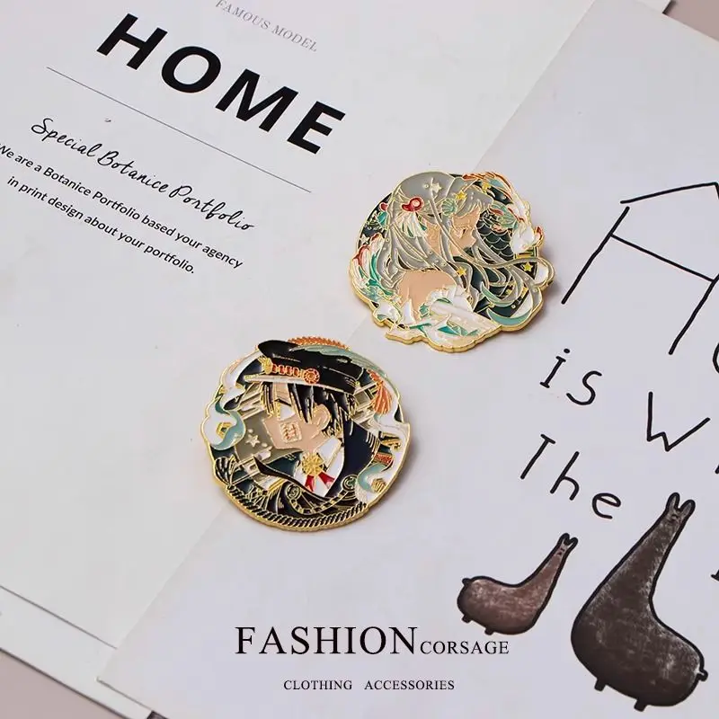 بروش محيطي للرسوم المتحركة "Earth Bound Boy"، شارة معدنية على طراز مروحة Hanako Jun Ningning، ملحقات متعددة الاستخدامات على طراز المدرسة