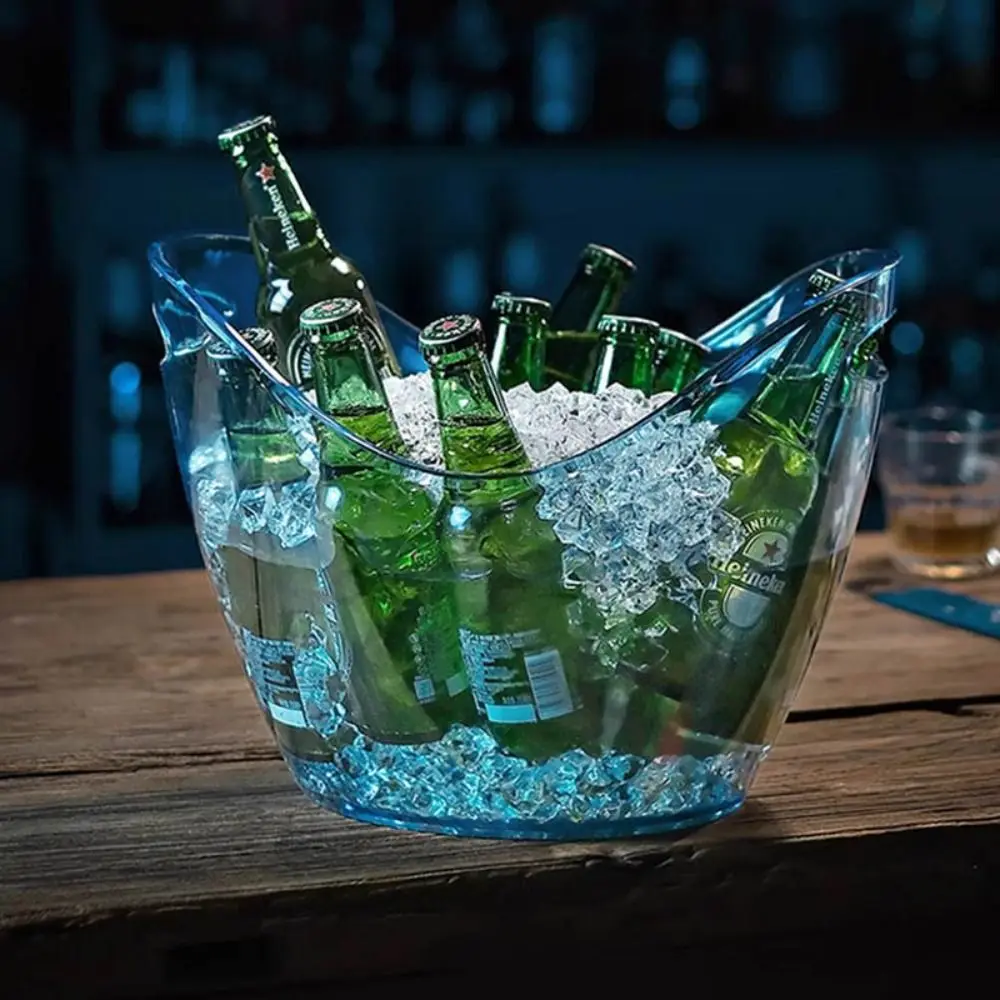 Durable 4/8/12L Transparent Ice Bucket Acrylic Large Capacity Wine Chilling Bucket Anti-fall Champagne Bottles Ice Cooler Party