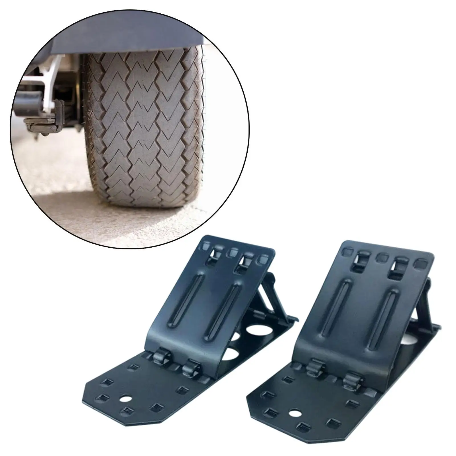 

Car Wheel Stoppers Parking Guide Blocks Black Rust Resistant Metal Parking Curb Vehicle Stabilize Stable Triangular Structure
