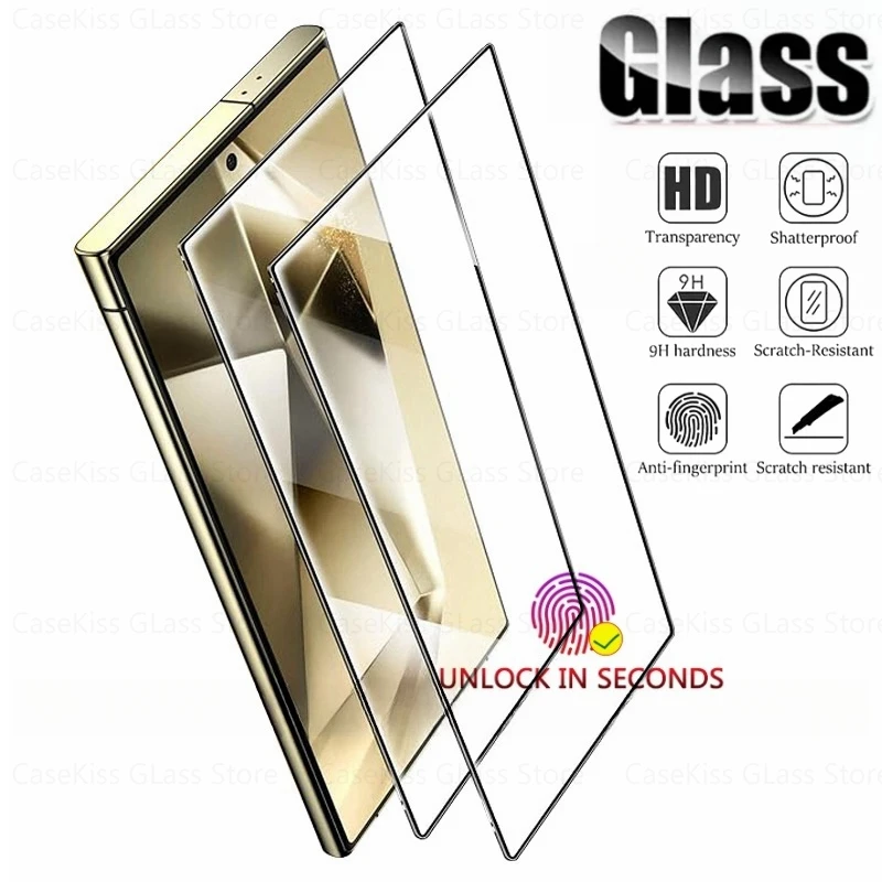 2/3/4PCS Fingerprint Unlock Glass for Samsung Galaxy S25 Ultra S24 ultra s25+ Plus Tempered Film Screen Protector Glass