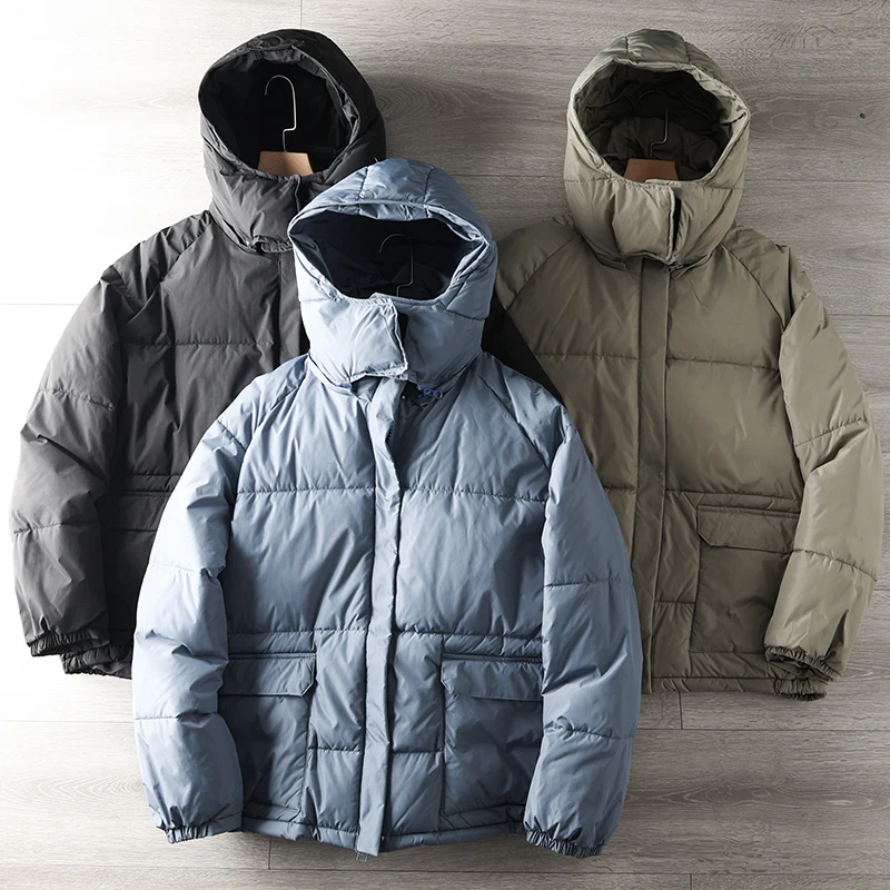

Мужская утепленная зимняя куртка: легкое теплое пуховое пальто со съемным капюшоном, повседневный стиль, приталенный крой, молодежная хлопковая куртка