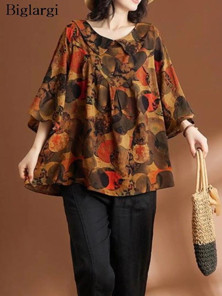 

Oversized Summer Polka Dot Print Pullover T-Shirts Tops Women Ruffle Pleated Loose Fashion Ladies Blouses Casual Woman Tops