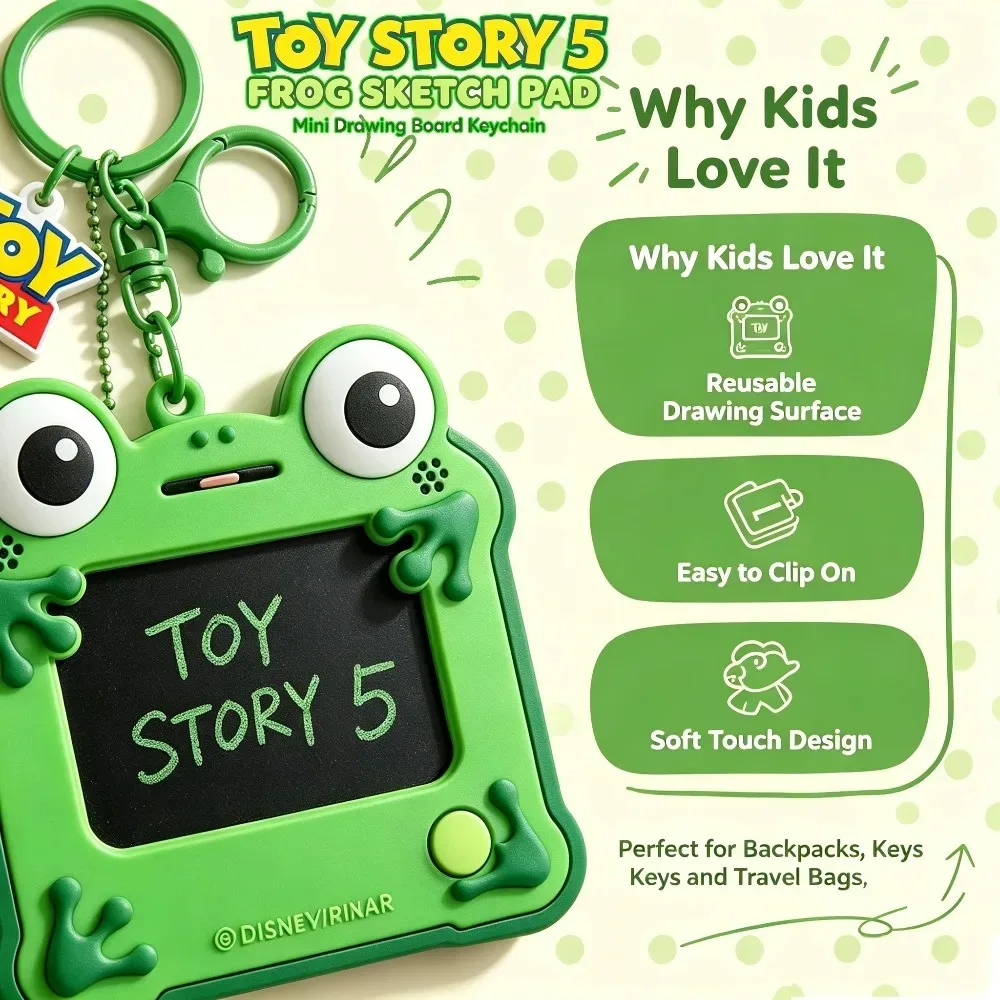 Toy Story 5 Frog Lilypad LCD Mini Drawing Board Keychain Erasable Drawing Toy Puzzle Drawing Erasable Handwritten Toy Teen Gifts view 4