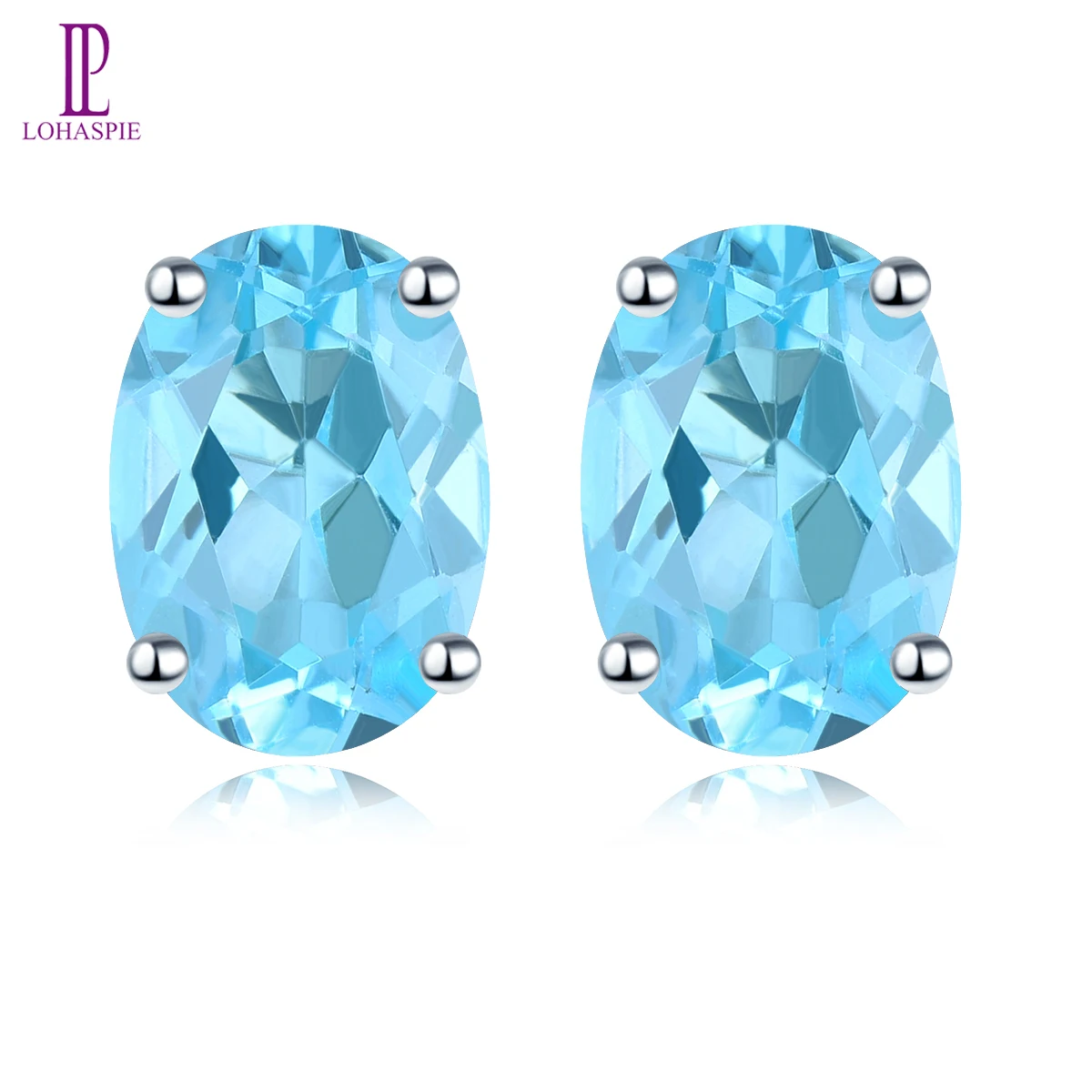 

Natural Apatite Real 14K White Gold Stud Earring Women Classic Style 1.6 Carats Blue Apatite Gemstone Customized Fine Jewelrys