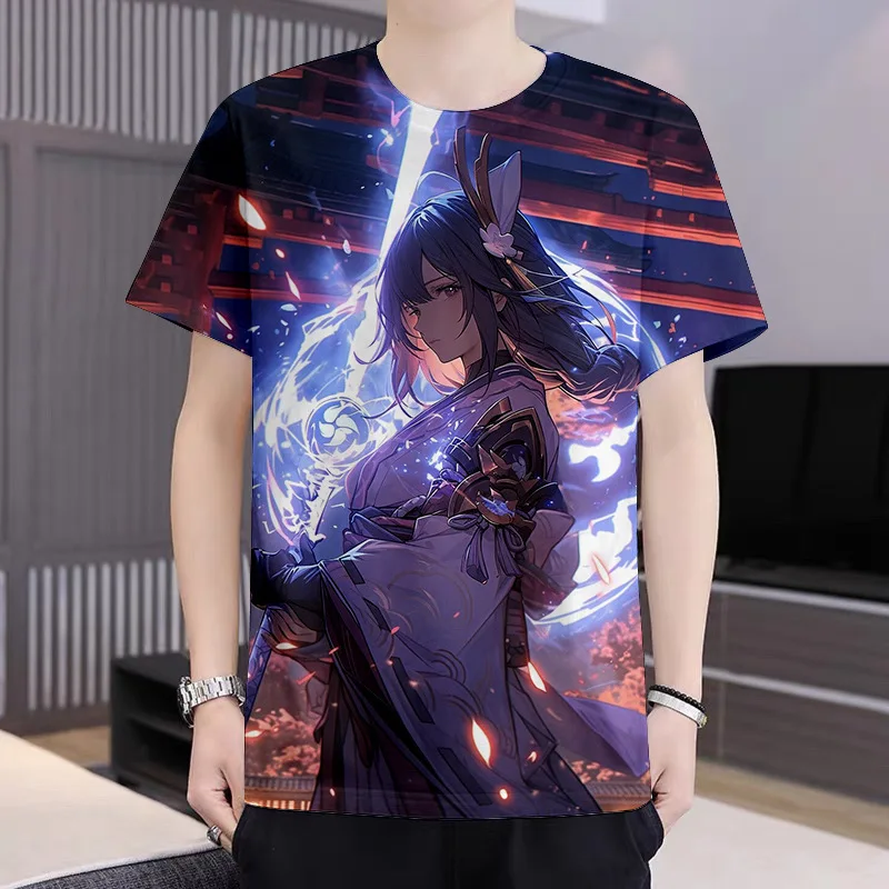 Genshin Impact Yae Miko Raiden Shogun 3D Printed T-Shirts Men Women Short Sleeve O-Neck Tee Shirt Fashion Harajuku Tops Clothing