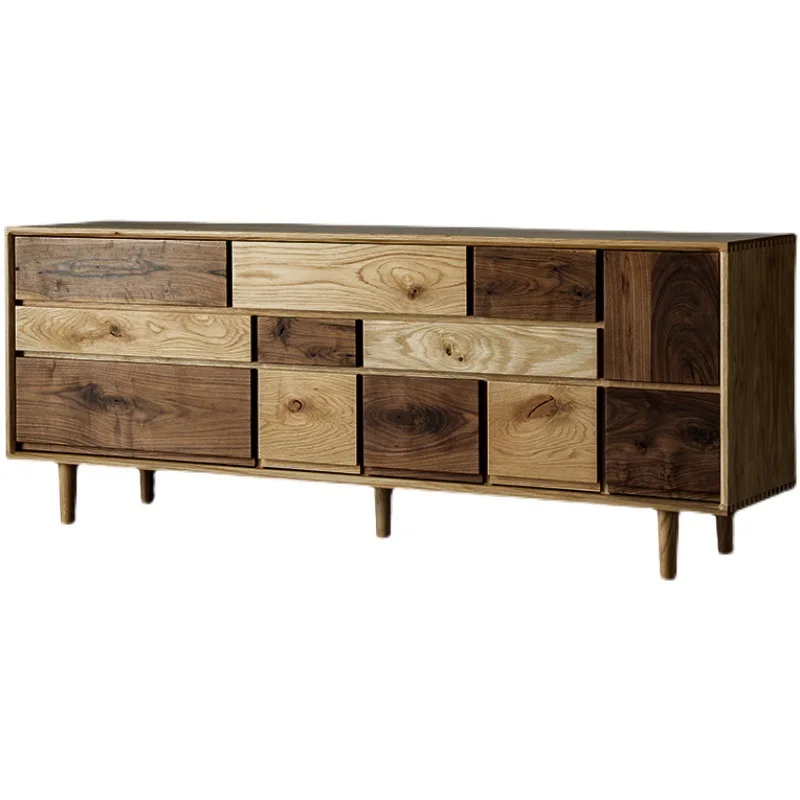 

Североамериканский белый дуб, черный орех, шкаф для телевизора, простой скандинавский шкаф-ведро из цельного дерева, полностью оборудованный