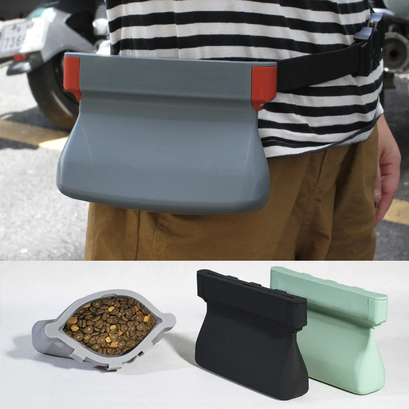 Waterproof Silicone Dog Treat Training Pouch Adjustable Waist Belt Pet Snack Storage Bag for Walking & Training