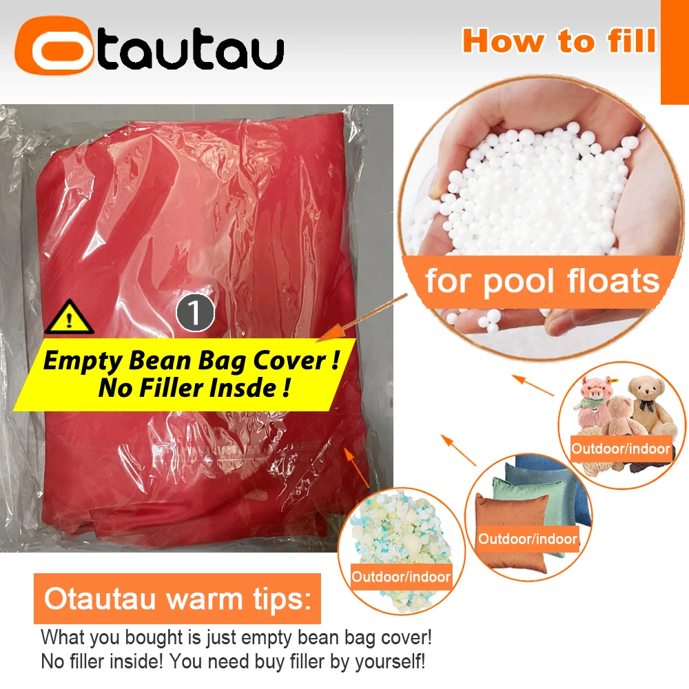 OTAUTAU Outdoor Bean Bag Cover Swim Pool Beach Garden Pouf DD022【No Filler Inside! You Need To Buy Filler By Yourself !】
