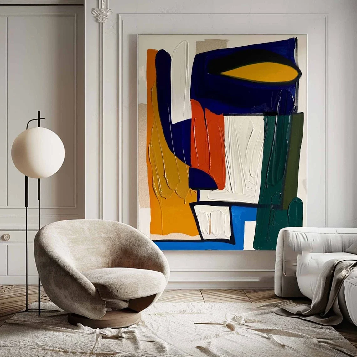 Large Colorful Abstract Handmade Canvas Painting Modern Wall Art for Home Decor