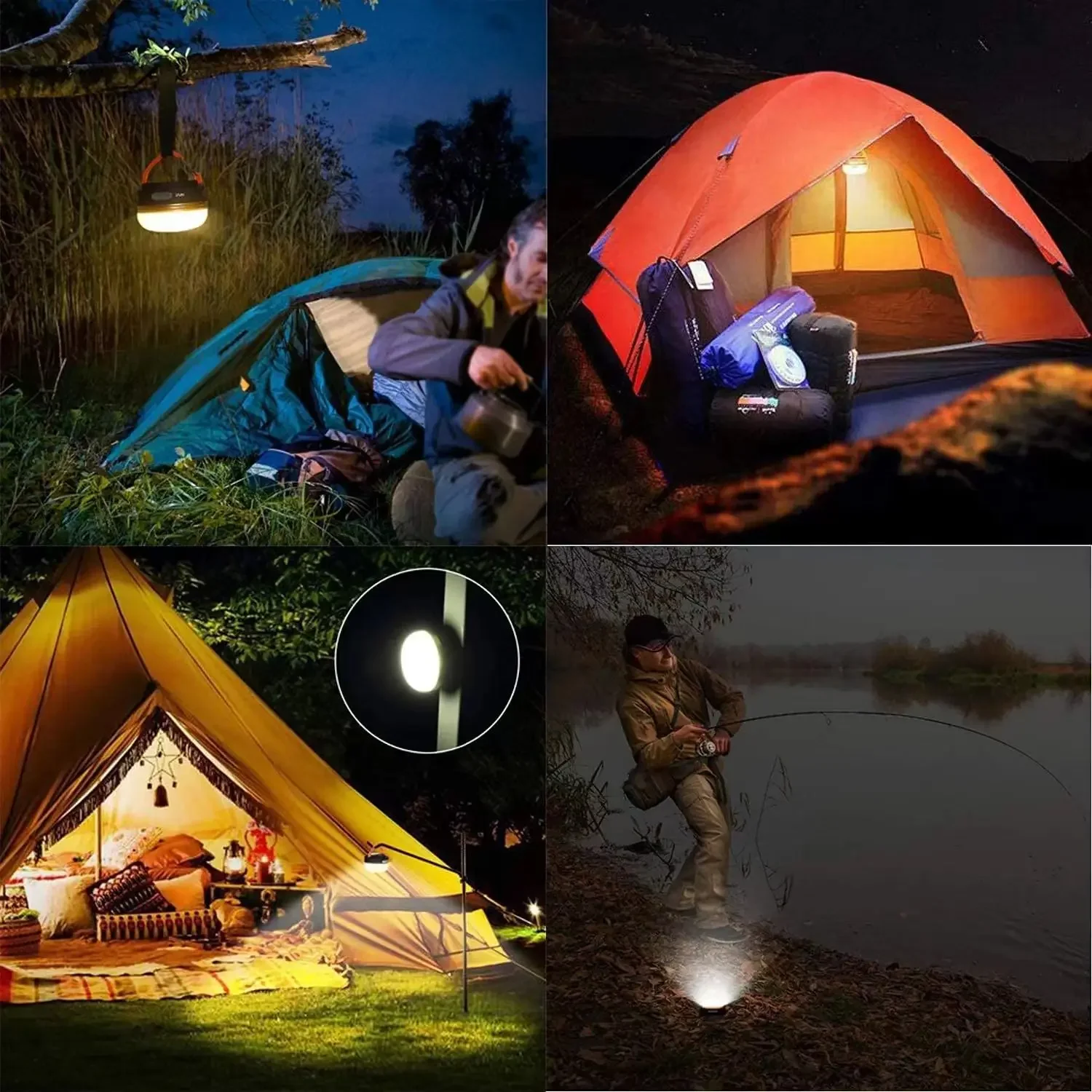 Outdoor LED Camping Lights 3 Modes MiNi Portable Tent Lamp USB Rechargeable Portable Lantern Waterproof Emergency Light