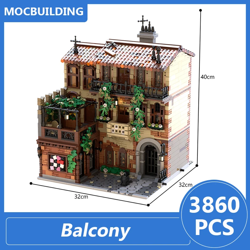 شرفة وحدات العمارة Moc اللبنات لتقوم بها بنفسك تجميع الطوب عرض نموذج جمع الإبداعية عيد الميلاد اللعب الهدايا 3860 قطعة