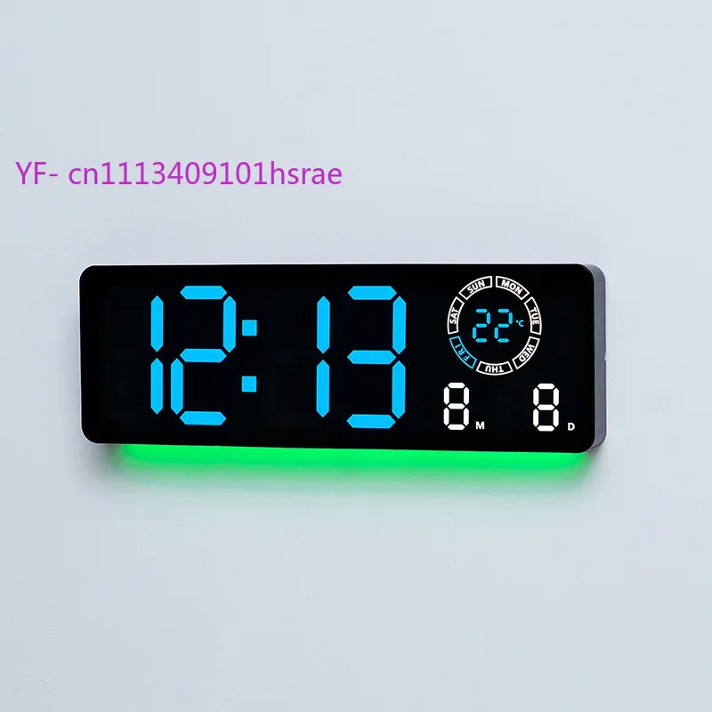 New Luminous Creative Wall Clock, Modern Minimalist LED Digital Clock, Dual Alarm Living Room Wall Clock 6688