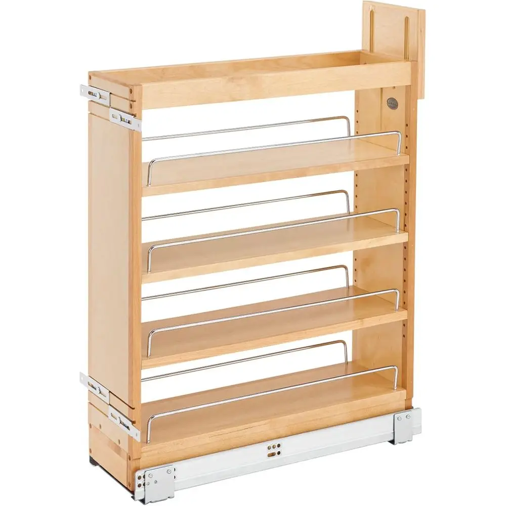 Rev-A-Shel Maple Pullout Organizer w/Blum Sot-Close or elull-Height Base Cabi, ull Extension Slides & Adjustable Shelves, Min Op
