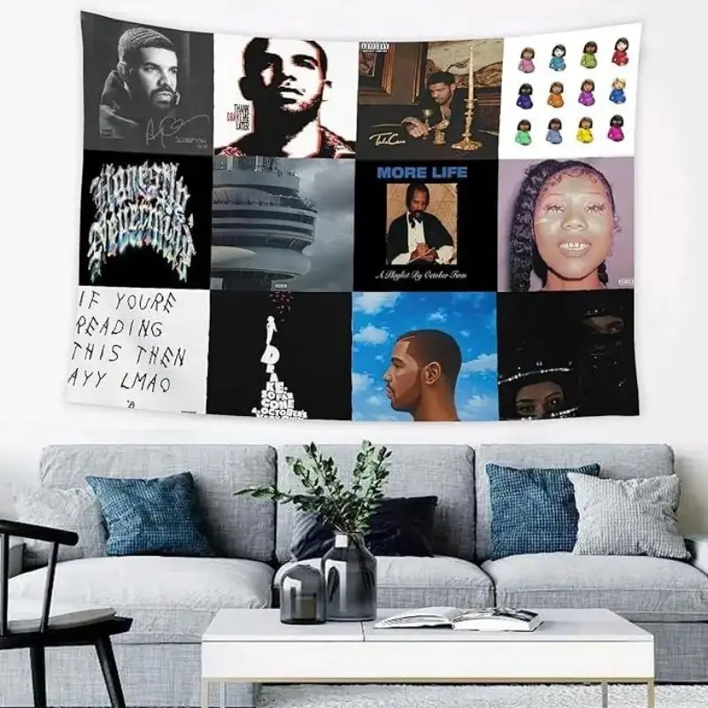 VIKAMA Album Cover Collage Tapestry American Hip-Hop Style Background Wallpaper e-Sports Room Decoration Room Decoration