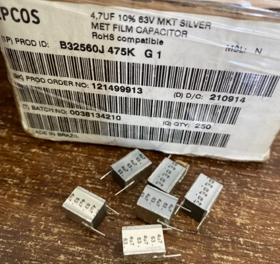 

20pcs/lot original EPCOS 63V 4.7UF P7.5mm B32560J475K MKT silver MET film capacitor free shipping