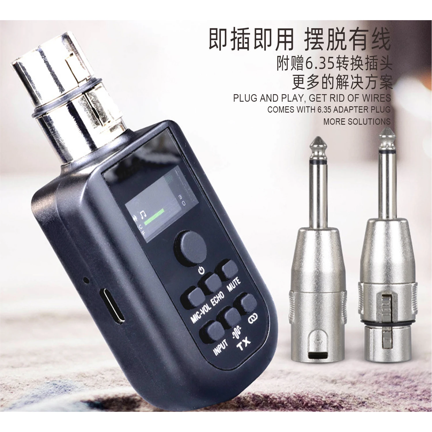 GAW-WX100 2.4G Wireless Microphone Receiver Transmitter Wired to Wireless Adapter Guitar Wireless Transmitter