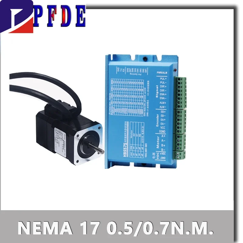 Nema 17 Hybrid Closed-loop Stepper Motor 0.55nm 0.7nm Servo Motor HBS57S Driver 2-phase 4-wire Stepper Motor for 3D Printer