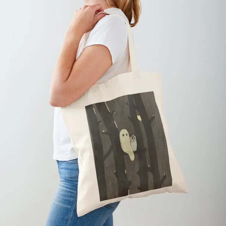 

Little Ghost & Owl Tote Bag Fabric bag cute pouch bag Gift Customizable tote