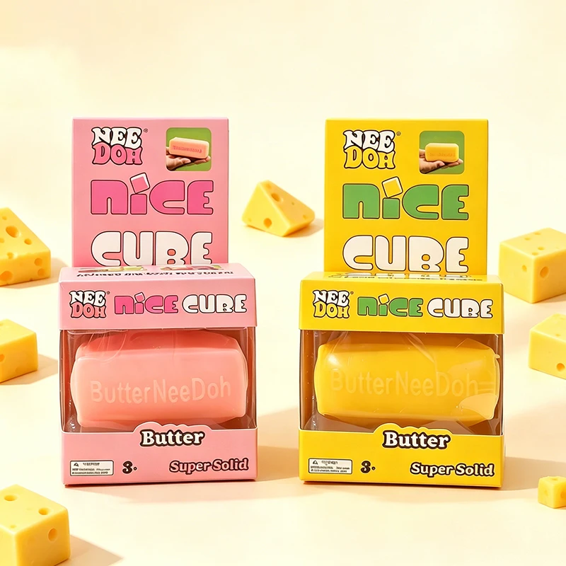 Needoh Simulation Butter Sticks Soft Squeeze Toy TPR Filled with Flour Fast Bounce Squish Stretch Autism ADHD Sensory Toy Gift