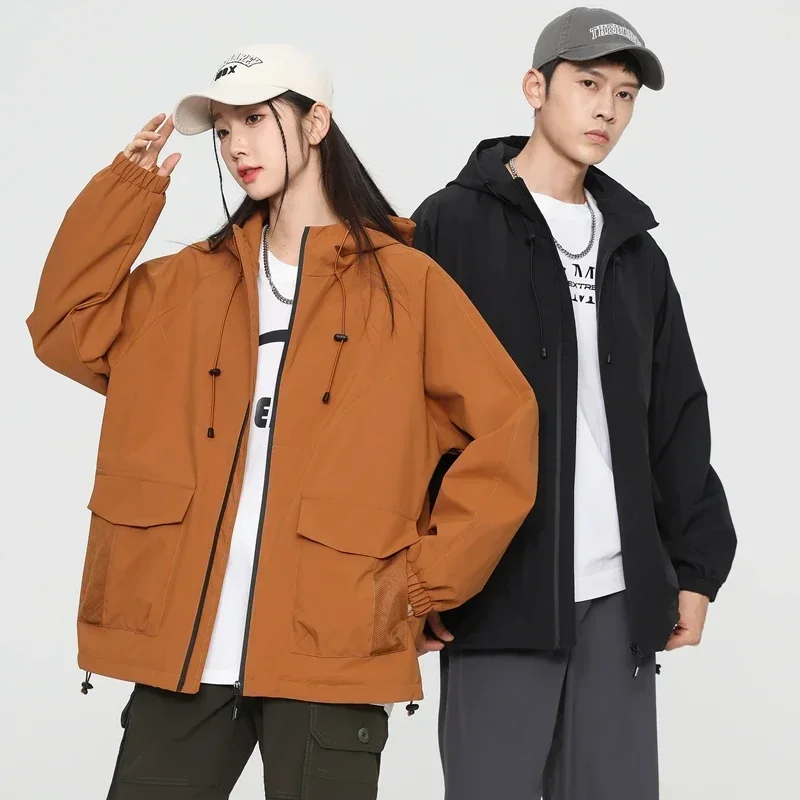 Korean Version Men's and Women's Sports Jacket Loose and Breathable Outdoor Jogging Hooded Top Spring/autumn Thin windbreaker