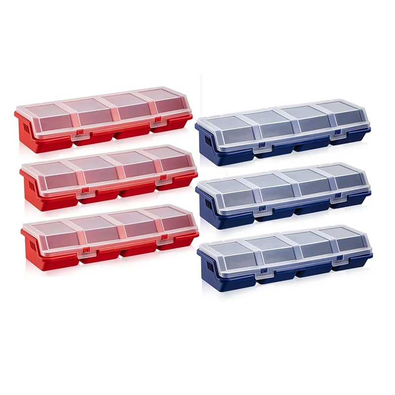 

6Pack Screw Organizer Box With Lids 4 Compartments Tool Bin Divider Compartment Containers Sorting Screw Toolbox Case