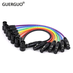 Right Angle XLR Microphone Cable, 3PIN 90-Degree Male to Straight Female Balanced Colorful Cord 0.3M-15M 1PC