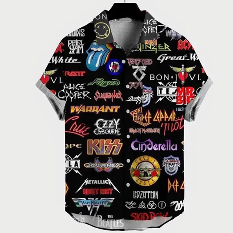 Summer Hawaiian Shirt New Men\'s Short Sleeve Tops 3d Print Oversized Hip Hop Shirts Rock Style Resort Casual Vintage Men Clothes