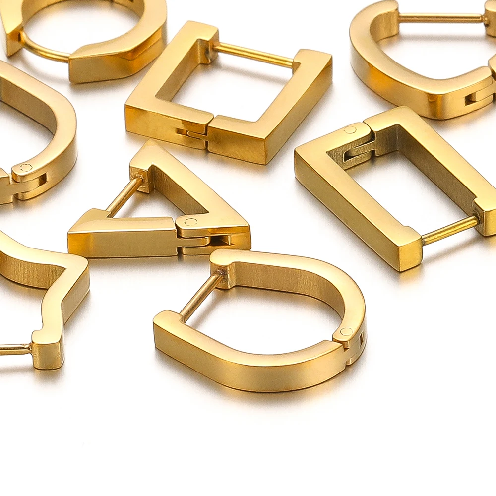 Stainless Steel Hoop Earrings Triangle Unisex Punk Rock Ear Square Earring Gifts Hiphop Gifts Huggie Fashion Jewelry Wholesale