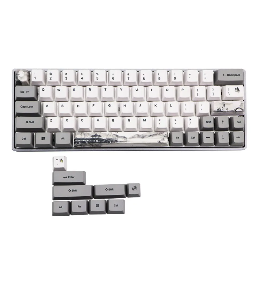 Ink Russian Korean Japanese PBT 73 keys, thermal sublimation keycaps GK64/DZ60/GH60 keycaps OEM height
