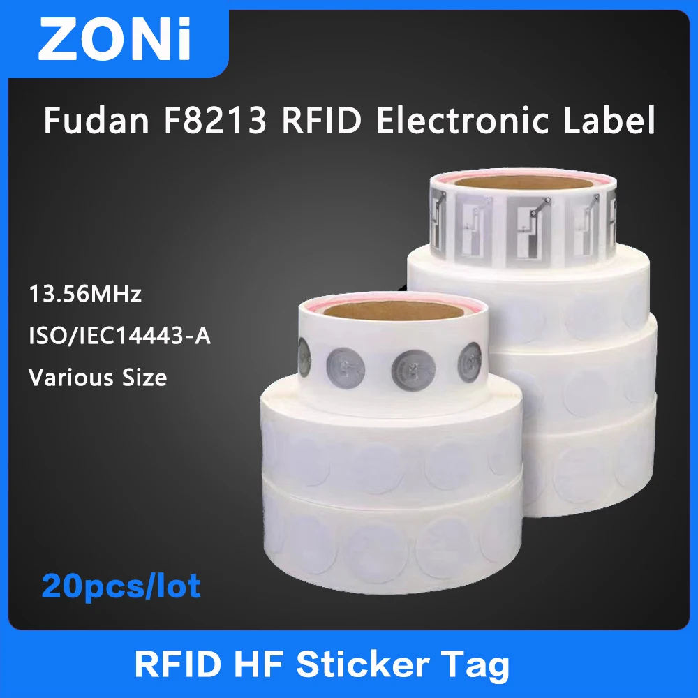 20 piezas etiqueta de papel recubierta RFID HF ISO14443A 13,56 MHz RFID etiqueta adhesiva NFC etiqueta electrónica de alta calidad