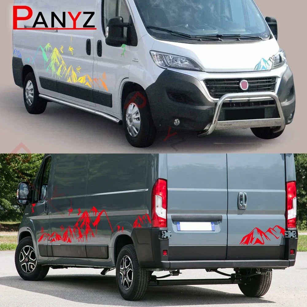 فان الجسم ملصقات جانبية سيارة تخييم الرسومات تسلق الجبال ديكور الشارات لشركة فيات Ducato بيجو الملاكم سيتروين البلوز متنقل