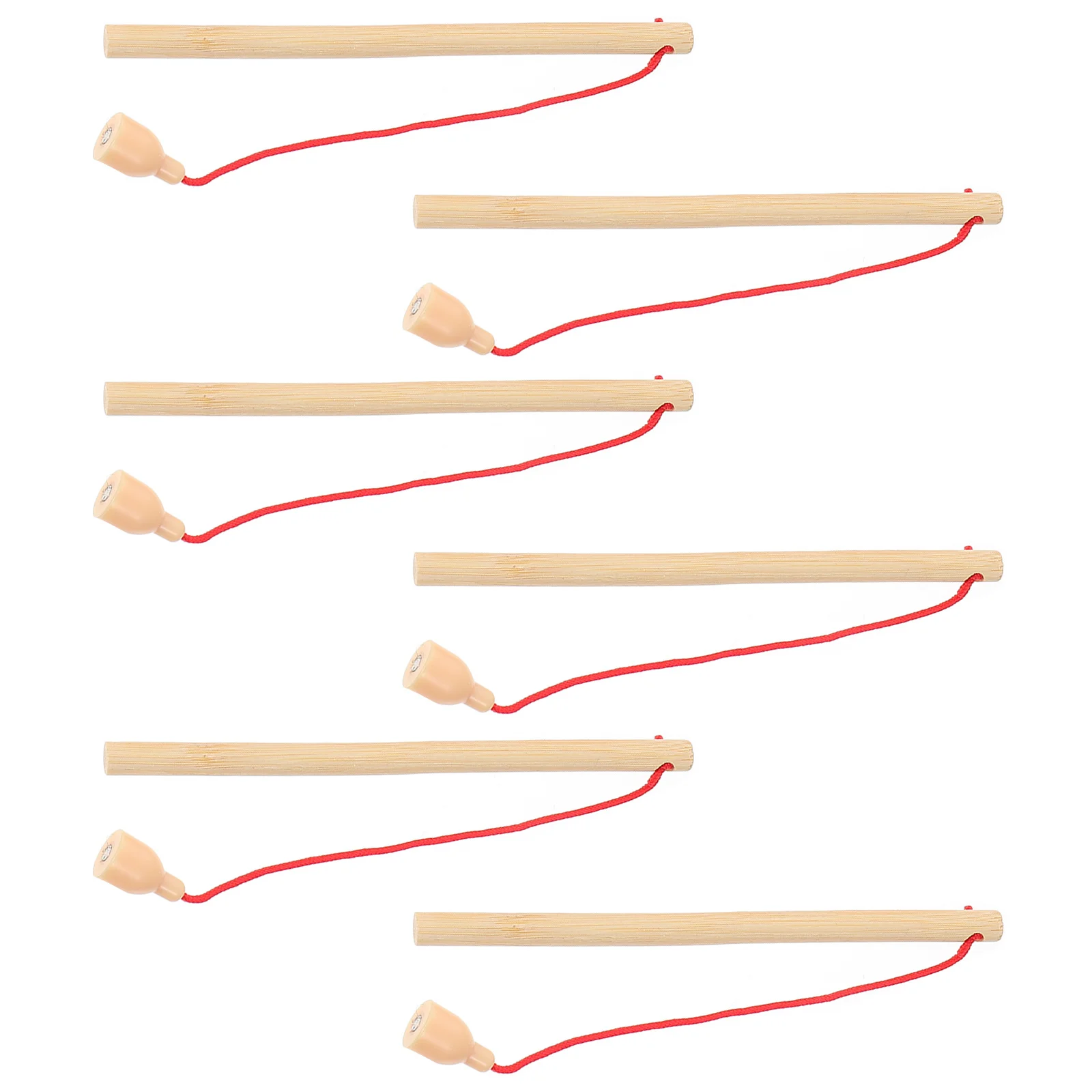 6pcs Wooden Magnetic Poles For Kids, Wood Fishing Rod Set, Safe Smooth Surface Children'S Magnet Game Toy, Kindergarten Fishing
